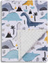 Baby Blanket for Boys Girls, Soft Minky with Double Layer Dotted Backing, Color Dinosaurs Printed, 30 x 40 Inch