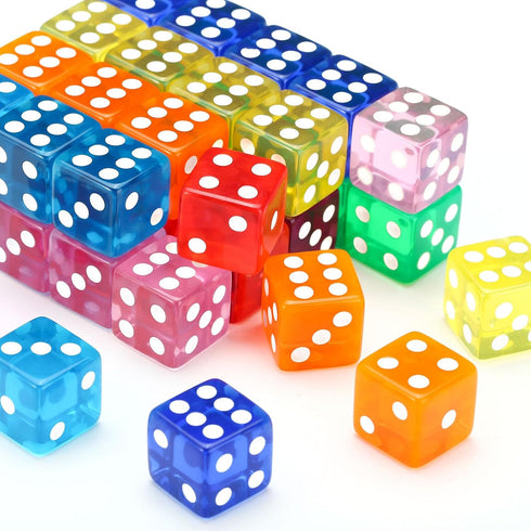 GWHOLE 40 Pieces 6-Sided Game Dice Set, 8 Translucent Colors for Board Games and Teaching Math