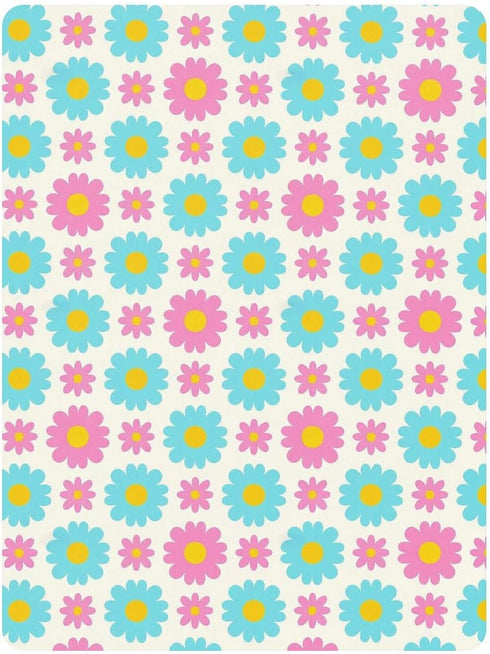 miaozhen 1 Pack 52x28 Cotton Crib Sheets for Baby Boys Girls Comfy Breathable Daisy Flower Peach Blue White Toddler