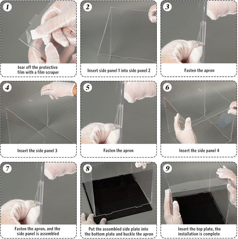 Clear Self-Assembly Acrylic Display Case - Transparent Dust Proof Protection Showcase for Boy Figurine Toys