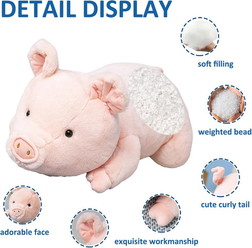 Fawowe 15.7 inch Weighted Stuffed Animals, Weighted Pig Stuffed Animal Cute Pig Weighted Plush Animals Hugging Pillow