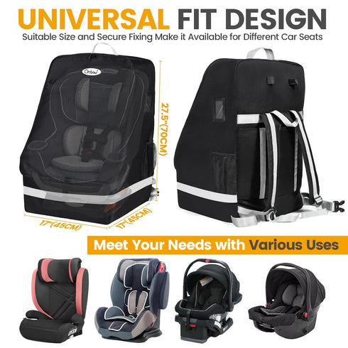 Backpack Orzbow Padded Car Seat Travel Bag for Airplane, Carseat Bags with Reflective Stripes, Infant Seat Travel Bag