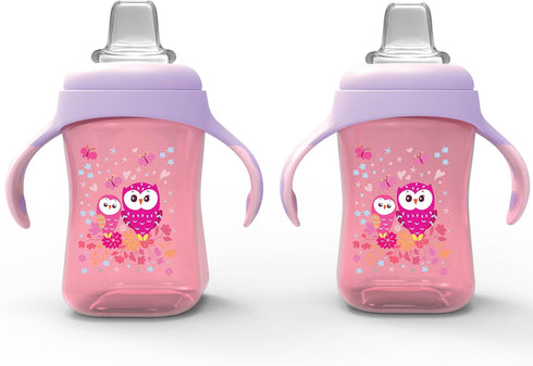 Avima Baby 10 oz Spill Proof Baby Sippy Cup with Interchangeable Soft Spout Nipple - Trainer Cup with Handles (Set of 2)