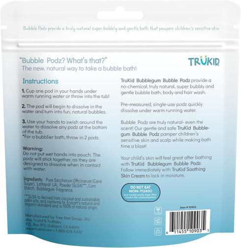 (10 TruKid Bubble Podz Bubble Bath for Kids, Toddlers, & Babies, Tear Free Gentle & Refreshing Bath Bomb for Sensitive
