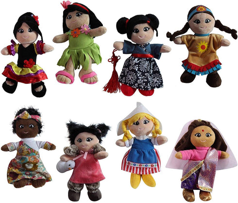 Soft Plush Around The World Dolls, 8 Pack, 8"
