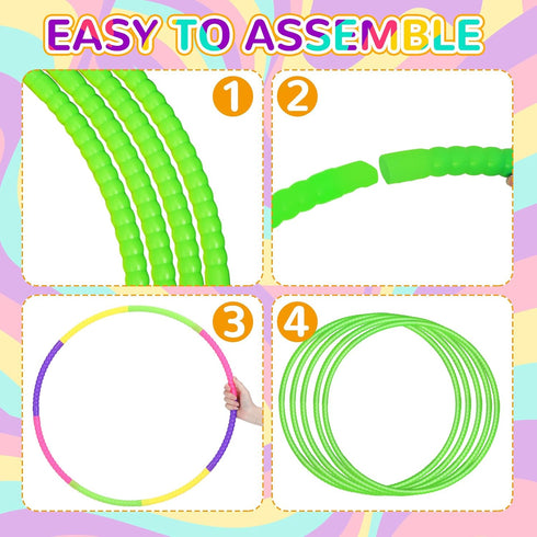 2 Pcs Toy Hoop Exercise Hoop, Detachable Adjustable Plastic Playground Equipment (Green)