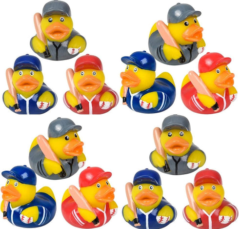 HAPPY DEALS ~ 12 2 inch HAPPY DEALS Baseball Rubber Ducks with Bats | Baseball Party Favors |