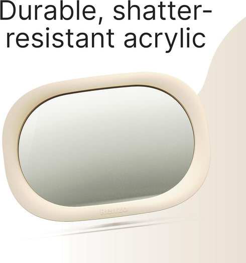 Renzo 360 Baby Car Mirror - Rear Facing Car Seat Mirror for Infants - Extra Large, Shatter-Resistant, Adjustable