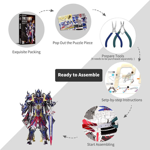 Piececool 3D Metal Puzzles - The Titan Figure Mecha Model Building Kits with DIY Tools, Brain Teaser Puzzle Gifts for