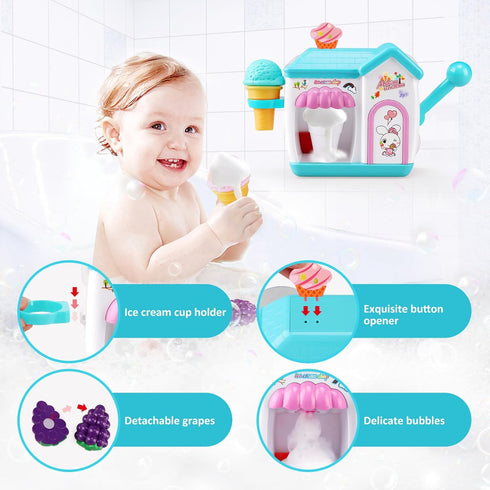 3 4 5 6 7 8 2-4, 3 4 5 6 7 8 Gretex Toddler Bath Toys for Years Old Girls, Bubble Ice Cream Maker Bath Toy, Shower