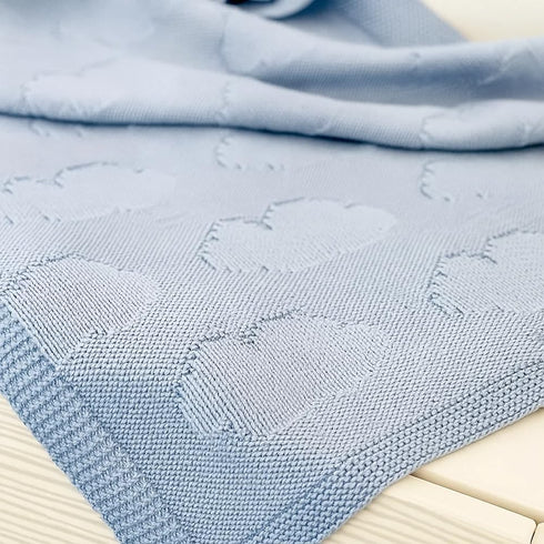 Cozy 30x40 Cotton Baby Blanket Knit Soft Swaddle Receiving Blankets Toddler Infant Blanket with Lovely Clouds