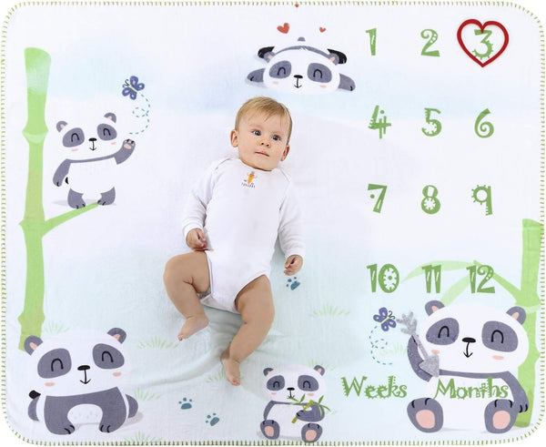 InnoBeta Baby Monthly Milestone Blanket, Flannel Plush Newborn Infant Photo Blanket for Boys & Girls New Mom Gifts