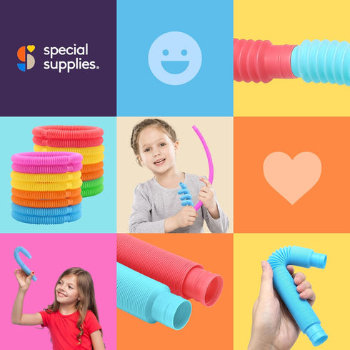 (30-Pack Special Supplies Fun Pull and Stretch Tubes for Kids - Pop, Bend, Build, and Connect Toy, Provide Tactile