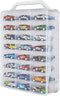 ZZFENGKR Portable Transparent Double Sided Storage Case - 48 Compartments for Toy Cars,