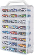 ZZFENGKR Portable Transparent Double Sided Storage Case - 48 Compartments for Toy Cars,