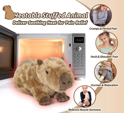 Capybara Stuffed Animals, Microwavable Stuffed Animal Adorable Fluffy Capybara Plush for Warmth Comfort, Heatable
