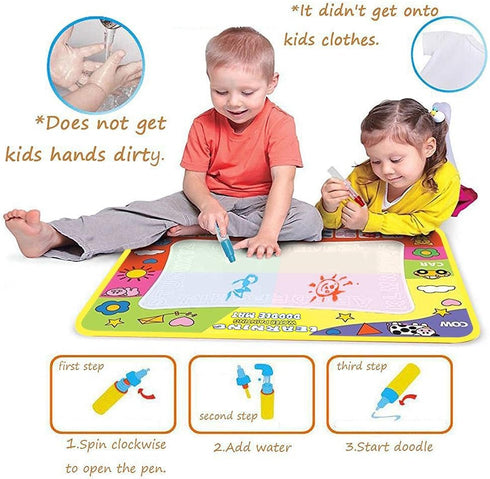 Magic Drawing Mat/Water Doodle Mats (31.4in x 23.6in) - Reusable Coloring Aqua Classic Mat with Magic Pen for Kids