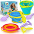 TOY Life 9 Pack Sand Buckets Toys Set with 3 Collapsible Beach