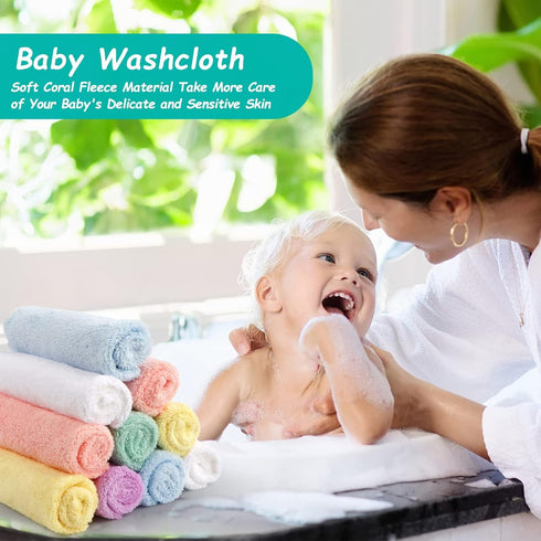 12 Pack-Microfiber 7 9 Inch HOMEXCEL Baby Washcloths Coral Fleece Baby Bath Face Towel x Extra Absorbent and Soft Burp