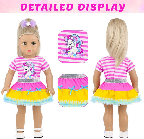 18 Inch 2 Set 18 Inch 7 ECORELF Amercian Doll Clothes, Girl Doll Clothes and Accessories for Dolls Pcs Include Dress