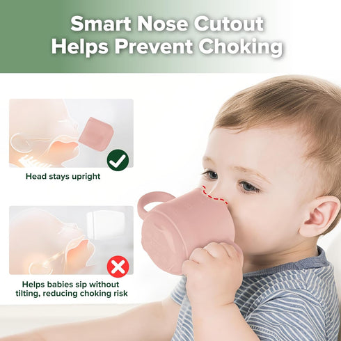 haakaa Silicone Toddler Cups, BPA Free Drop-Proof Training Cups for Baby 6 Months+, 5 Ounce in Blush
