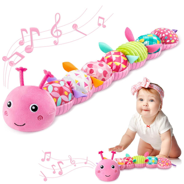 Baby Toys for 0-12 Months - Musical Stuffed Animals with Multi-Sensory Crinkle and Rattles for Newborns