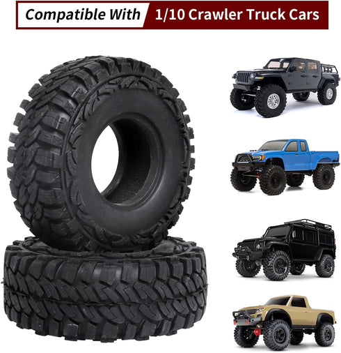 1.9 Crawler Tires with Foam Inserts for Traxxas TRX-4, Axial SCX10 II III, 1/10 RC Rock Crawler Car