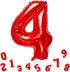 32 Inch Red Number 4 Balloons, Foil Balloon for Birthday Party Decoration Supplies