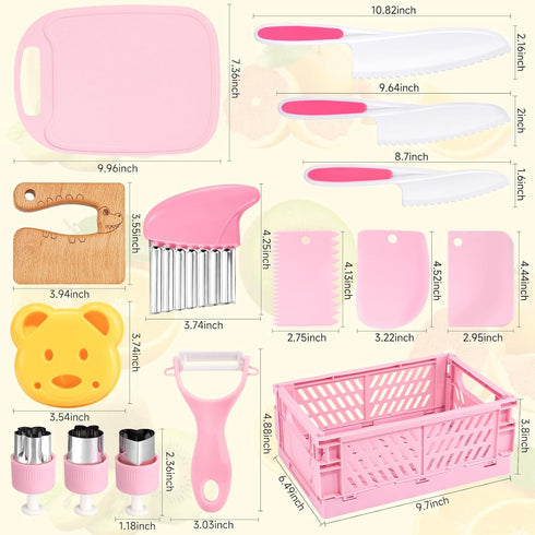 28PCS Set Set 16PCS Set) Toddler Knife - Kids Knifes for Real Cooking, Wooden Kids Kitchen Knife with Gloves Cutting