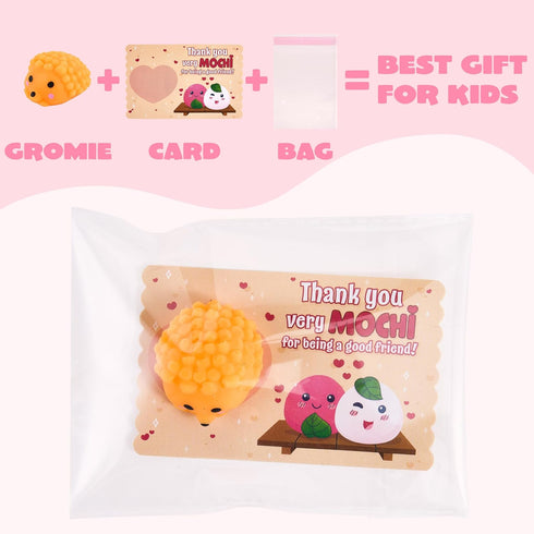 28 Packs JOYIN Valentines Day Gifts for Kids, Classic Mochi Squishy Toy with Valentines Day Cards for Kids School