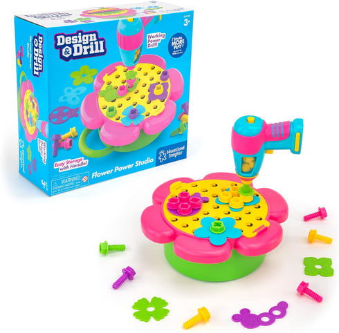 Educational Insights Design & Drill Flower Power Studio, 50-Piece Drill Toy Gift for Kids Ages 3+