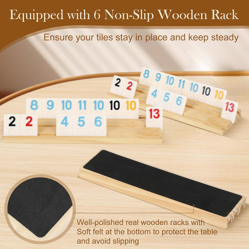 2-6 Rummy Rummy 6 160 8+ Players Game Gifts, Easter Gifts/Easter Basket Stuffers for Adults, Game W/ Wooden Racks