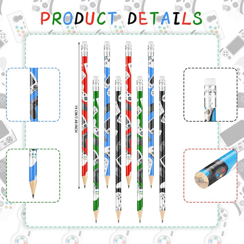 Yexiya Gamer Pencils Video Game Pencils Video Game Party Favors Fun Multicolor Pencils Fun Pencils Multicolor Wood Pencils for Classroom Rewards Prizes Bag Treat Bag Stuffers Students (52 Pieces)