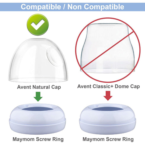 Replacement Screw Ring Compatible with Philips Avent Natural Bottles, Made by Maymom; Not for AntiColi Nipple