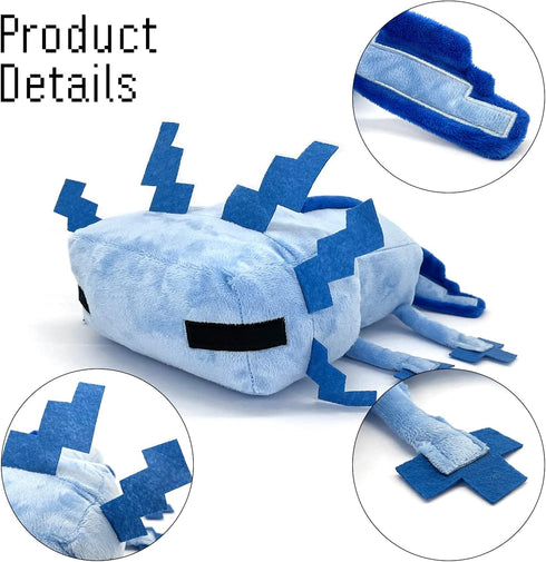 XSLWAN Blue Axolot Plush Plush Stuffed Toy Soft Throw Pillow Decorations for Video Game Fans, Kids Birthday Party Favor