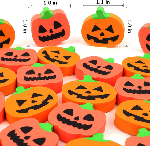36 Pcs Halloween Pumpkin Erasers, Mini Novelty Pencil Erasers for Kids, Party Favors, Holiday Gift