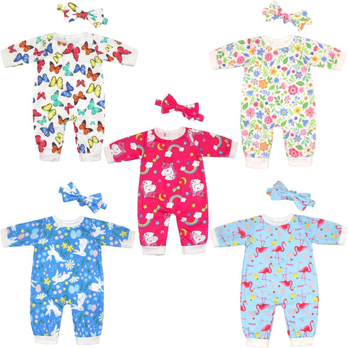 FADALEA 14-18 inch Doll Clothes and Accessories with Headband 5-Packs for 14-18 inch
