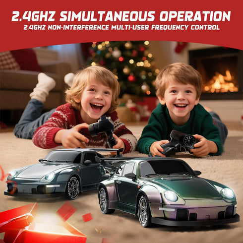 Cayrzeth 1:24 2.4GHz 20KM/H 4WD RC Drift Car, Scale Remote Control Vehicle with LED Lights, High Speed RC Cars