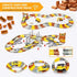 Set, 2 Construction Race Tracks Flexible Train Tracks w/ Electric Construction Race Vehicles w/Lights, STEM Engineering