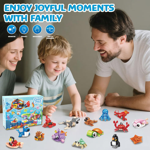 TWERF 30 Packs 895 6-8-12 Ocean Party Favors for Kids PCS Mini Marine Animals Building Blocks for Goodie Bag Stuffers