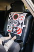 Car Toys for Babies - Infant Car Seat Toy with High Contrast Colors, Reversible Design, Baby Safe Mirror and Storage