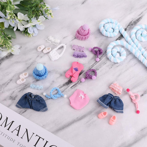 Goktvai 6 Sets 7.62cm/3 Inches, Set Doll Clothes for Adorable Mini Clothes Funny Doll Outfits Costume Accessories