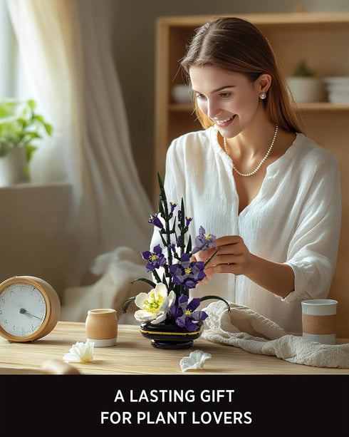 Set, (478 NF10332) Nifeliz Gladiolus Flower Building Botanical Flower Model Toy for Adults, Home and Office Table Dcor