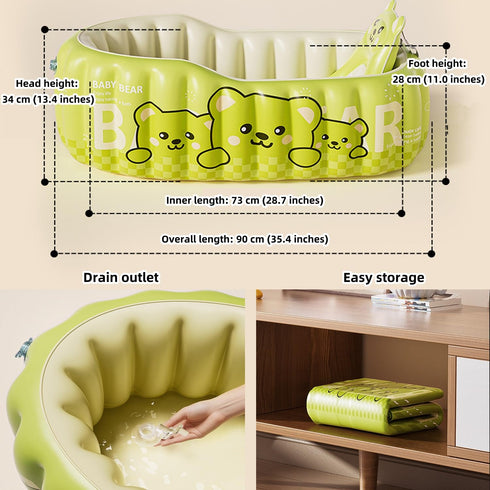 Houtclort Swimming Inflatable Baby Bathtub, Non Slip Safety Thick Cushion Central Seat,Portable Travel Seat Baths Baby