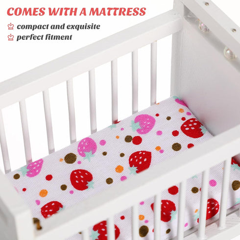 NUOBESTY Miniature Dollhouse Furniture Mini Crib Doll Cradle Decoration for Miniature Dollhouse Party Kit