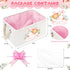 13 9. 1 7. 1 Inch(Pink Pickmesh Baby Shower Storage Basket with Gift Bags Rectangular Ribbons Collapsible Canvas
