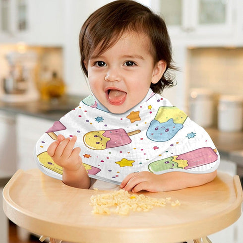 YETTASBIN Cartoon Popsicle Muslin Baby Burp Cloth, Super Soft Absorbent Cotton Burp Rag Baby Bibs Feeding Cloth