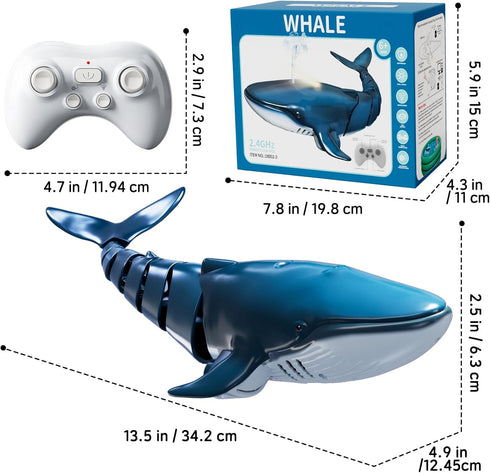 WATUDOU 1:18 2.4Ghz 6 7 8 9 Remote Control Whale Shark Toys for Boys Kids, Scale High Simulation Shark for Pool