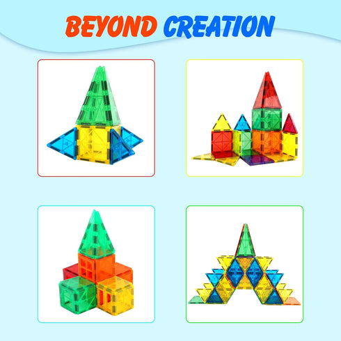 Gemmicc 126 Set 2 Magnetic Tiles, PCS + Storage Case, STEM Building Blocks Magnet Toys for Kids,Educational Building
