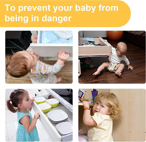 8 Packs Cabinet Door Locks for Baby Proof and Child Safety, Transparent Adhesive Locks for Drawer Cupboards